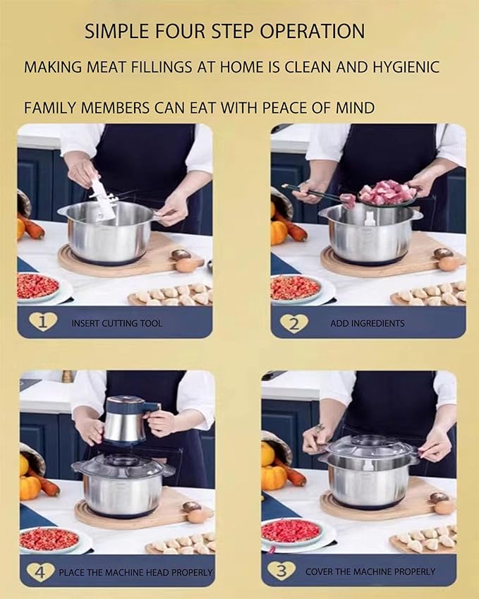 Blender And Food Processor Combo, 500w Electric Chopper Food Chopper, 5-Speed Mode, Suitable home and kitchen of Nut Chopper Garlic Grinder