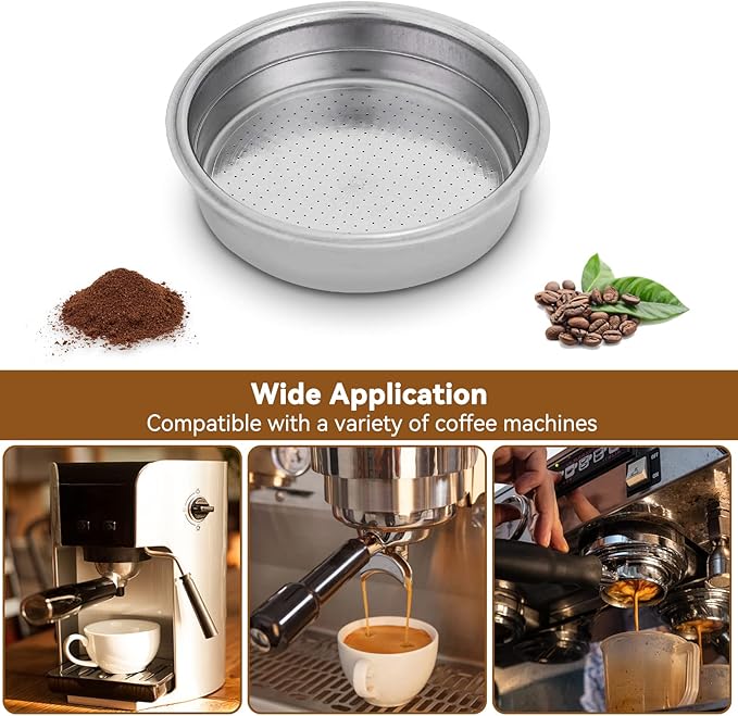 51mm Portafilter Filter Basket, Single Cup Reusable Stainless Steel Espresso Coffee Filters Basket Machine Replacement Accessories for Portafilter Coffee Machine