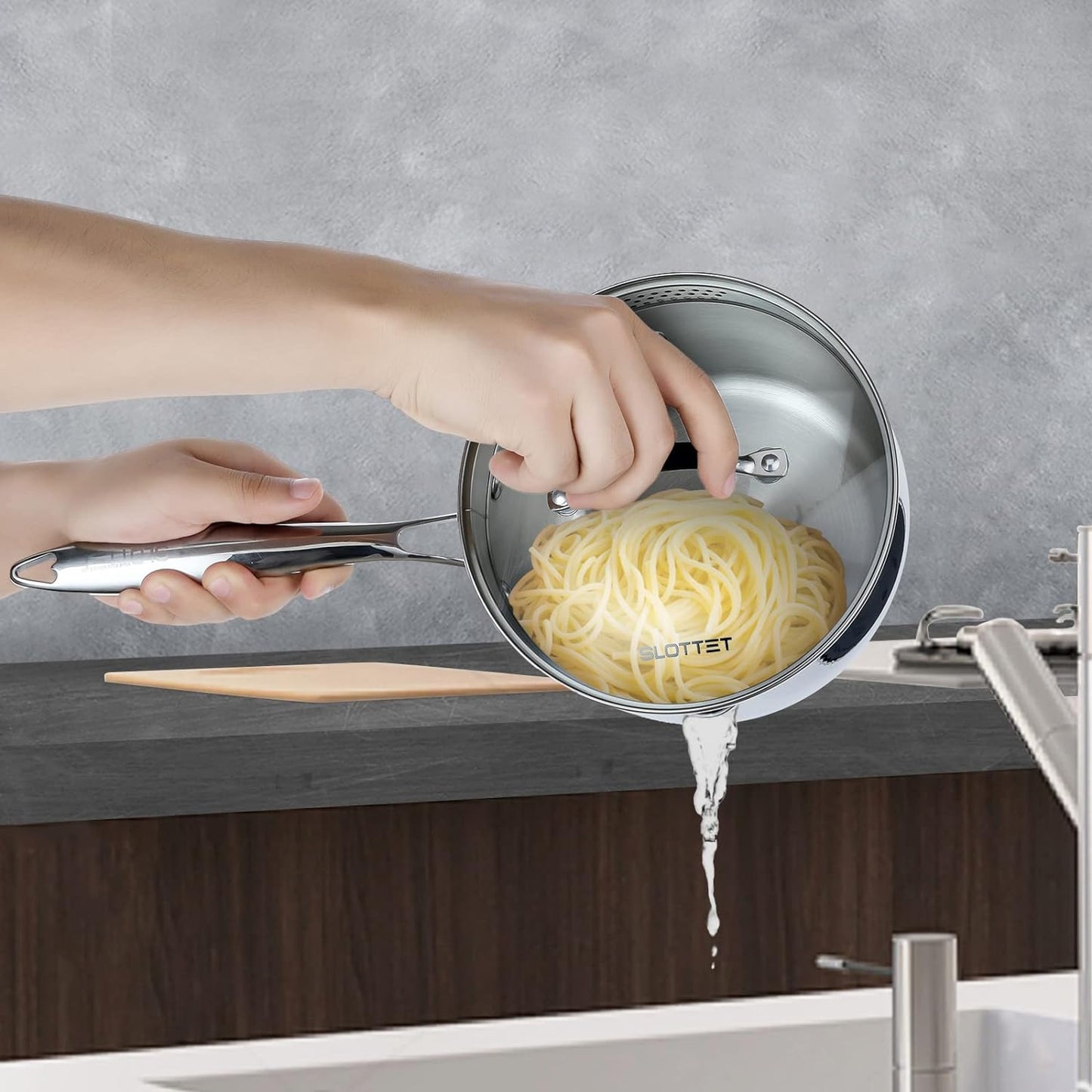 Tri-Ply Full Body Stainless Steel Sauce Pan with Steamer,1.5 Quart Small Multipurpose Pasta Pot with Strainer Glass Lid, Saucepan with Pour Spout for Cooking Stay-cool Handle.