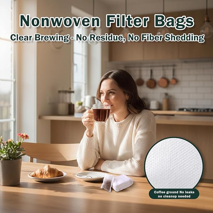 200Pcs Disposable Tea Bags for Loose Leaf Tea, Empty Tea Filter Bags for Cooking, Infuser Sachets for Spice, Coffee, Herb and More (3.54x2.75 Inch)