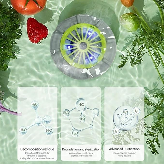 Efficient Portable Fruit and Vegetable Washers, Fruit and Vegetable Cleaning Machine, Electric Fruit Cleaner for Washing Fruits, Vegetables, Grain, Meat, Water-Proof & Wireless Charging (B)