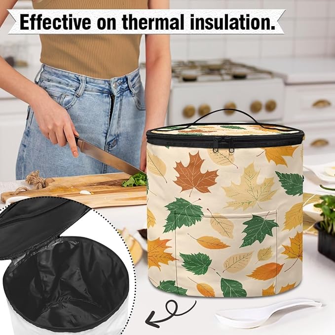 Thanksgiving Electric Pressure Cooker Storage Bag Kitchen Appliance Protective Pressure Cooker Insulation Bag for Women, Fallen Leaf