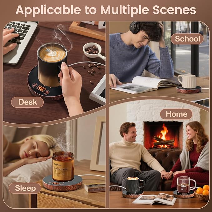 Coffee Mug Warmer for Desk with Auto Shut Off, Coffee Mug Warmer for Desk with 12 Hours Timer& 2 Temperatures (Valentines Day Gifts)