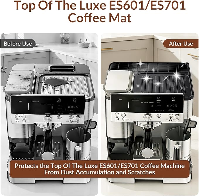 4-in-1 Silicone Coffee Mat Set for Ninja Luxe Cafe Espresso Machine ES601/ ES701,24×16"Coffee Bar Mat with Raised Edge+Top Mat+Espresso Tamper Mat,Anti-Slip Heat-Resistant Waterproof Coffee Accessorie