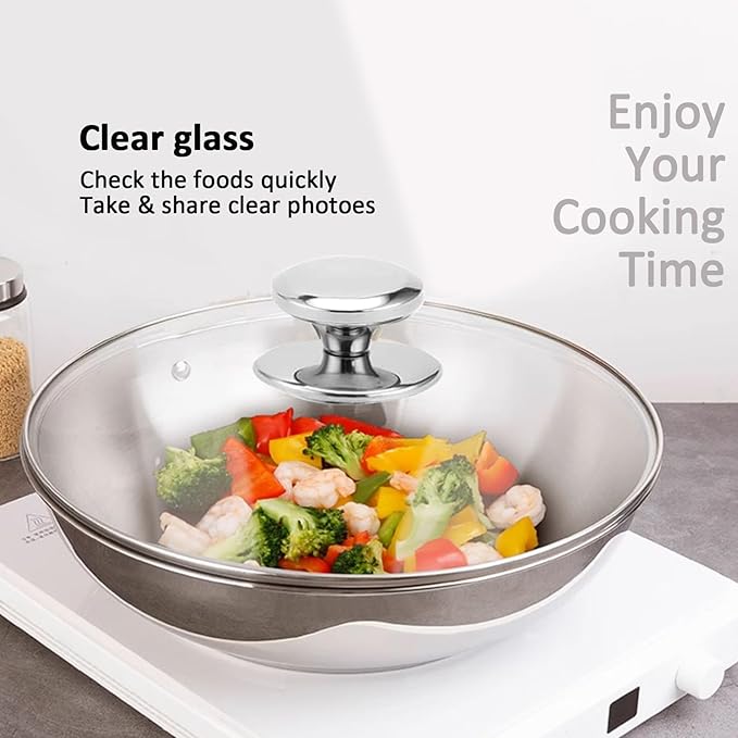 Glass Lids, Replacement Tempered Clear Glass Lids with Steam Vent，Covers For pots, pans and skillets，Available in Small and Large lid 8, 9.5, 10.25, 11, 12, and 12.5 Inch