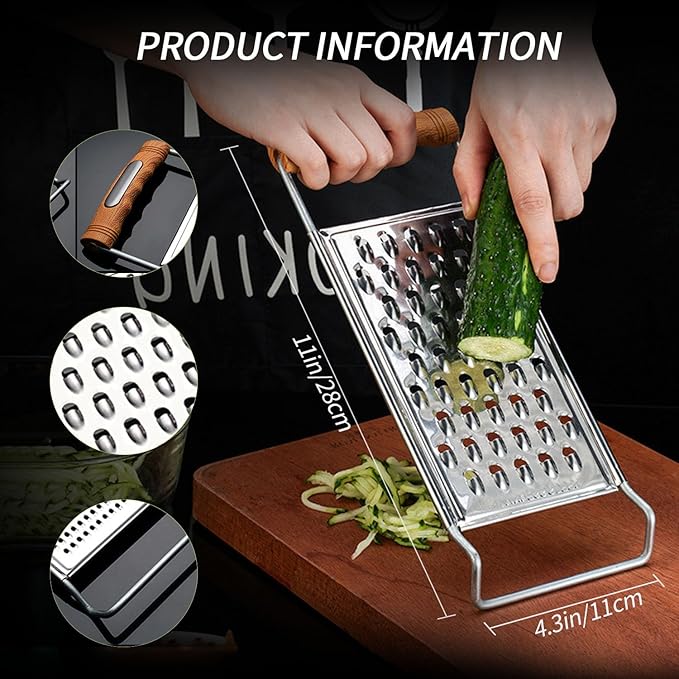 2 Pack Cheese Grater,Stainless Steel Zester Set of 2, Kitchen Flat Handheld Grater For Cheese, Chocolate, Spices, And Potato, Zucchini, Carrot, Apple (A style color)