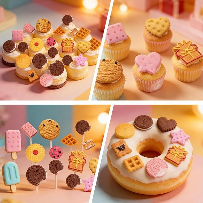 Cookie Fondant Molds, Mini Cake Decorating Silicone Mold Set of 2, Perfect for Cupcake Toppers, Cookie Dough, Sugar Craft Glue, Candy Chocolate, Flower Paste, Clay, Resin, Gypsum