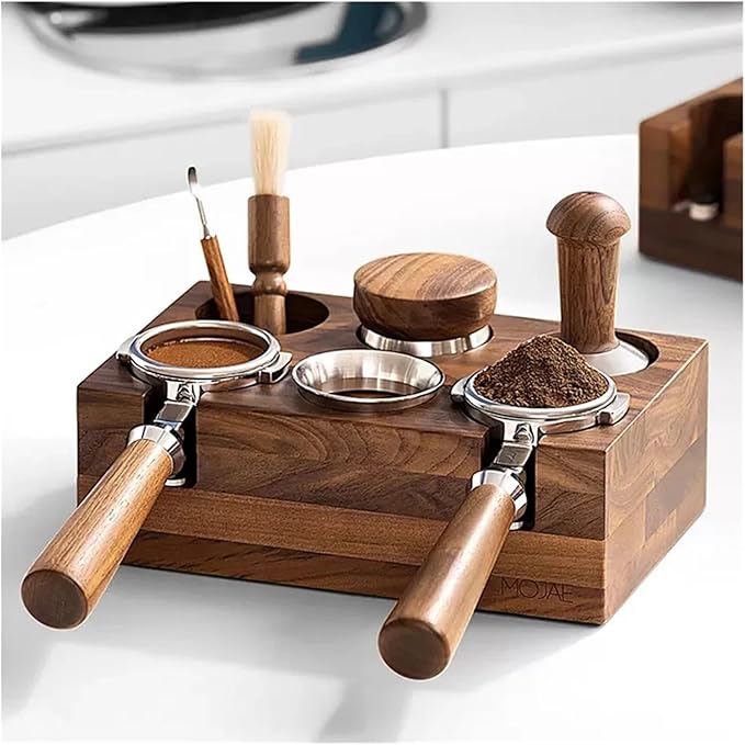 Walnut Wood Coffee Filter Holder, Espresso Tamper Mat Stand, Coffee Maker Support Base Rack, Barista Accessories(PURPLE)