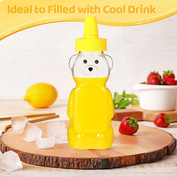 Roshtia 50 Pcs 5 oz Honey Bear Bottles Plastic Empty Clear Squeeze Honey Container Cups Bear Reusable Juice Bottle Bulk with Leak Proof Spout Lids for Storing Dispensing Baby Shower Gifts