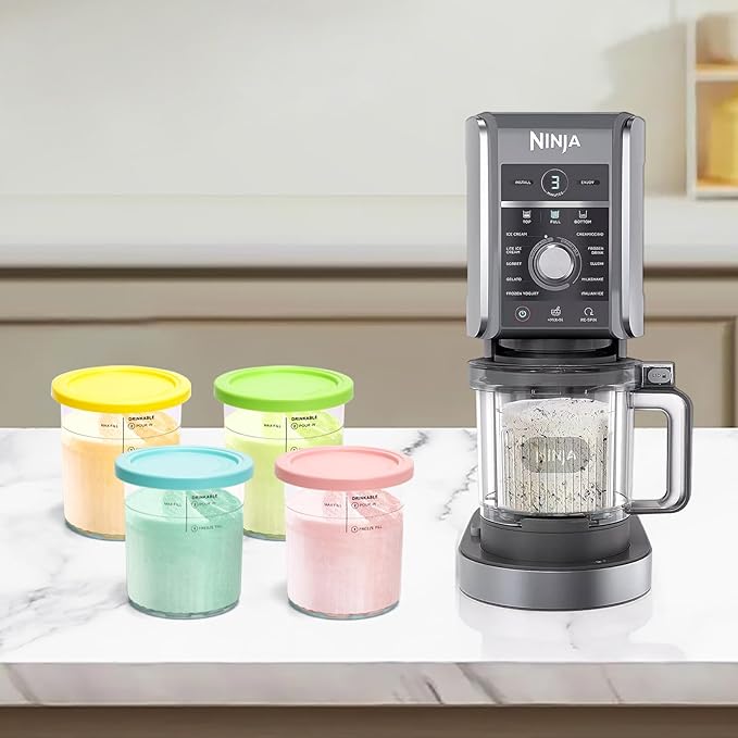 4 Pack Creami Deluxe Pints & Lids, 24oz Family Size XL Cups for Ninja Creami 11-in-1 NC501 NC500 Series Deluxe Ice Cream Maker