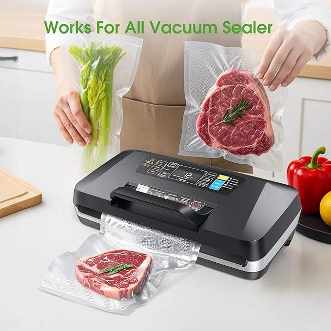 3Pack 11" x 10' Vacuum Sealer Bags Rolls,BPA Free,Heavy Duty,Leak-proof, Puncture Prevention,Freezer & Sous Vide Safe,Compatible with all vacuum sealer machines