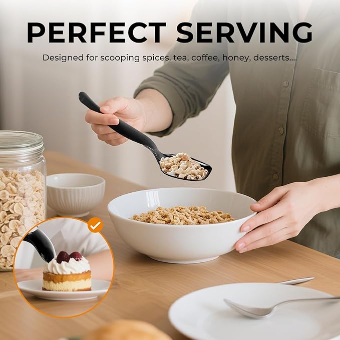 18 Count Disposable Black Plastic Serving Spoons for Buffet, Large Serving Spoons Heavy Duty Disposable Serving Utensils for Catering Wedding Holiday Party Events (Black, 18pcs spoons)