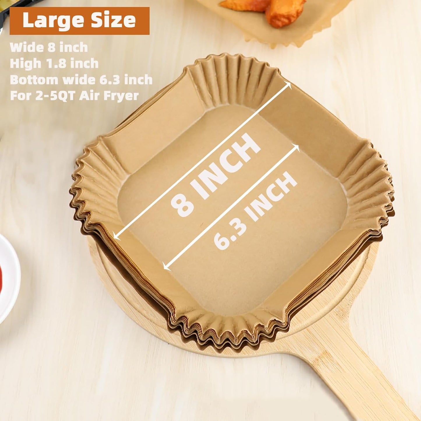 200PCS Air Fryer Liners Disposable,Victoyaw 8 Inch Square Air Fryer Parchment Paper Liners for 2-5QT Air fryer,Non-Stick Waterproof Airfryer Paper Liner