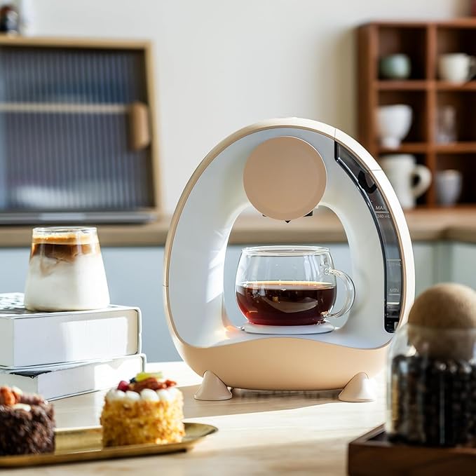 BENFUCHEN Pod and Grounds Single-Serve Coffee Maker, 2 in 1 One Cup Coffee Machine Compatible with K-Cup Pod & Coffee Grounds/Tea, Compact Design, 4-8oz, Champagne Color