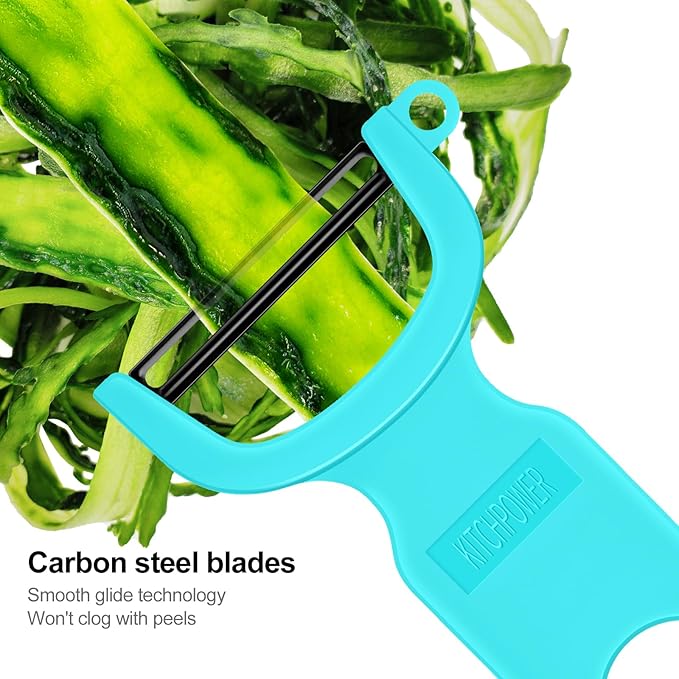 Original Vegetable Fruit Peeler Carbon Steel Blade 3 Pack Grey/Blue/Black…