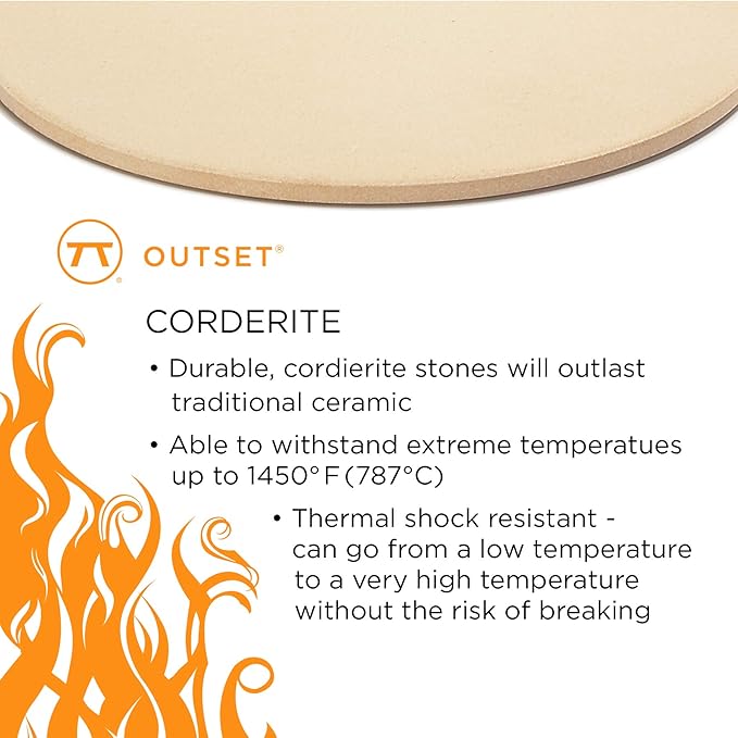 Outset Pizza Grill Stone Tiles For Oven and Grill, Set of 4 Baking Stones for Pizza, Bread & More