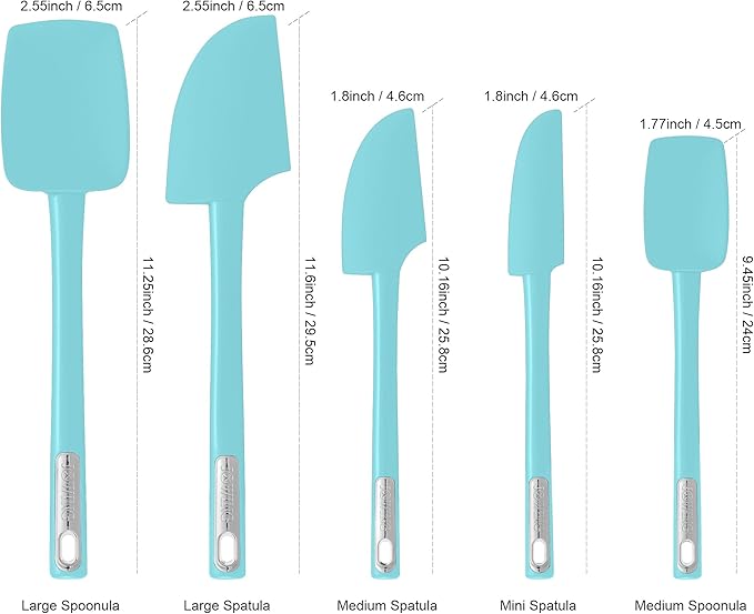 Premium Silicone Spatula Set, JXWING Flexible Heat Resistant Non-slip Handle Baking Cooking Rubber Spatulas, Aqua Sky