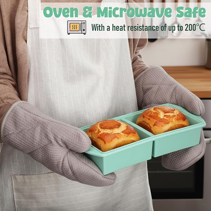 4 Pack Silicone Freezer Trays with Lid, 1/5, 1/2, 1, and 2 Cup Soup Freezer Molds Set Stainless Steel Frame Ice Cube Tray for Meal Prep Freezing Soup Stews Sauces Oven Microwave Safe(Green)