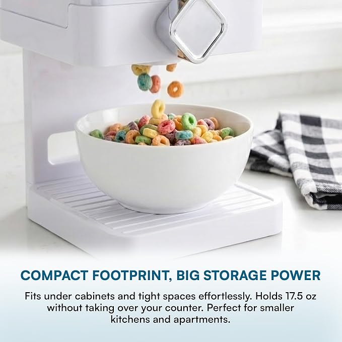Zevro Compact Dry Food Dispenser, Single Control, White/Chrome