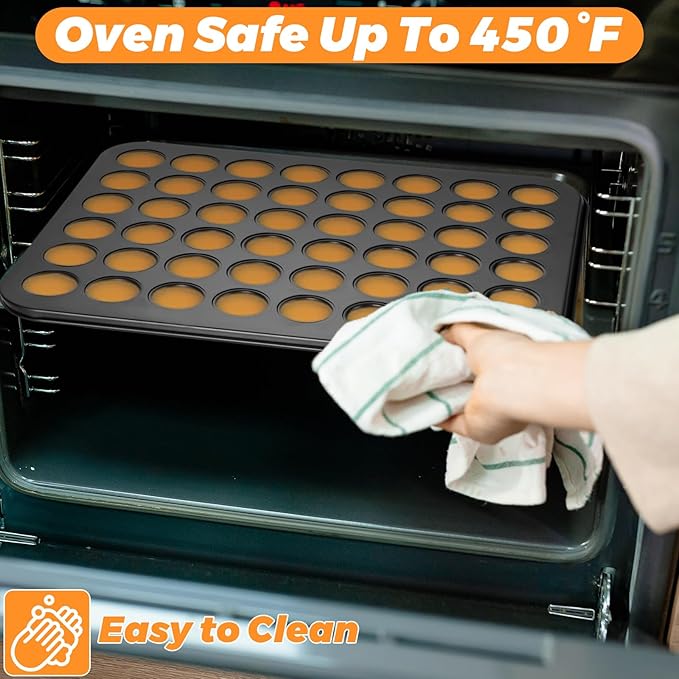 2 Pack Mini Muffin Pan 48 Cup, Mini Cupcake Pans for Baking, Nonstick Small Muffin Tin, Small Cupcake Pan, Dishwasher Oven Safe - Black