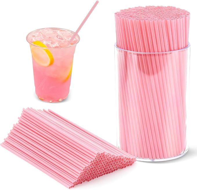 600 Pcs Pink Coffee Stirrers Stir Sticks Set - Acrylic Stir Stick Holder Cocktail Straws Bar Straws Drink Stirrers for Coffee Whiskey Valentines Day Disposable Drinking Straws Party Supplies