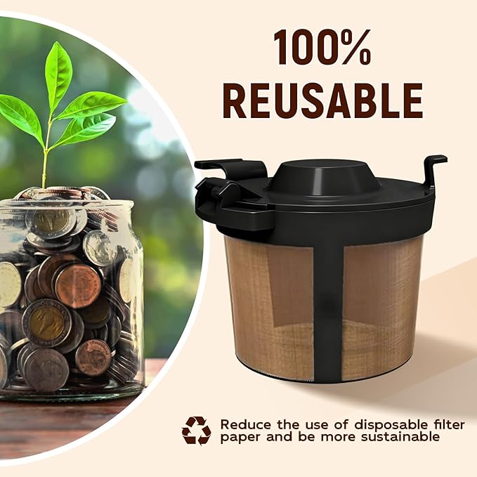 Coffee Filter, Permanent Coffee Maker Filter for Ninja PB051, PB040, PB041ST - Stainless Steel Mesh, Dishwasher Safe & Eco-Friendly