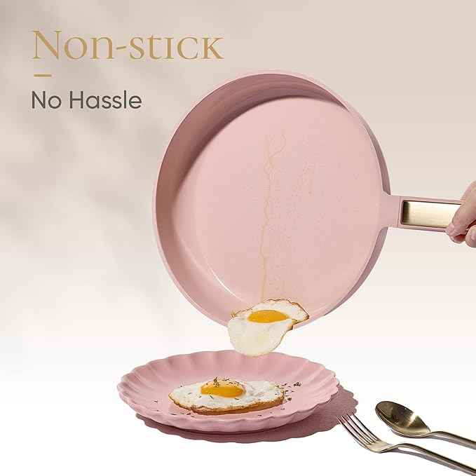 CAROTE Ceramic Cookware Set Nonstick, 14pcs Pots and Pans Set Nonstick, Non-Toxic & PFAS-Free, Dishwasher, RV/Camping Cookware Set, Cooking Pots with Lids, Pink Blush