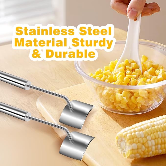 Corn Peeler for Corn on The Cob Stripper Tool, 2025 New Long Handle Stainless Steel Corn Stripper Tool, Quick Corn Kernel Remover Tools for Kitchen Use (2PC)
