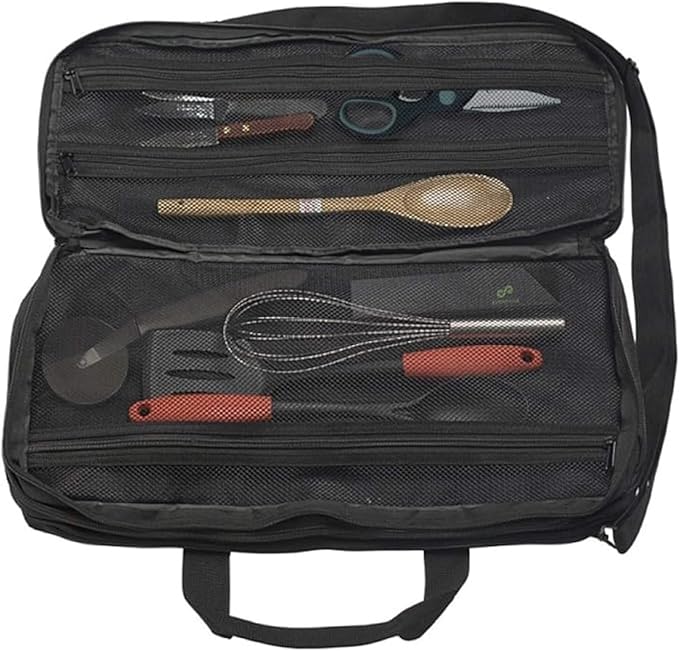 EVERPRIDE Chef Knife Bag Holds 20 Knives PLUS Large Zippered Compartment for Kitchen Tools – Durable, Large Knife Bag for Chefs – Knives Not Included