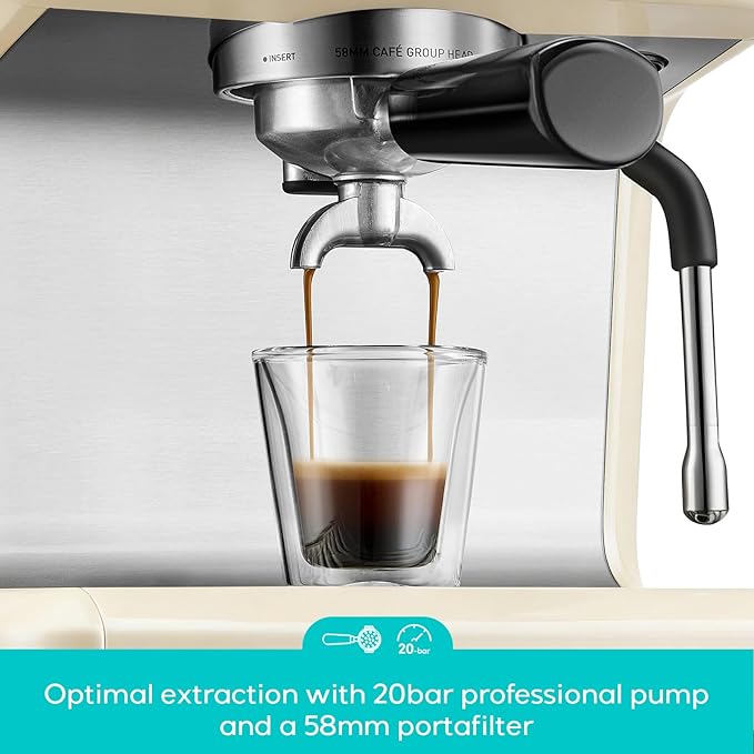 CASABREWS Ultra Espresso Machine with LCD Display, 20 Bar Espresso Maker with Powerful Milk Frother, Customizable Brewing Temperature, Barista-Level Latte and Cappuccino Machine for Home, Creamy
