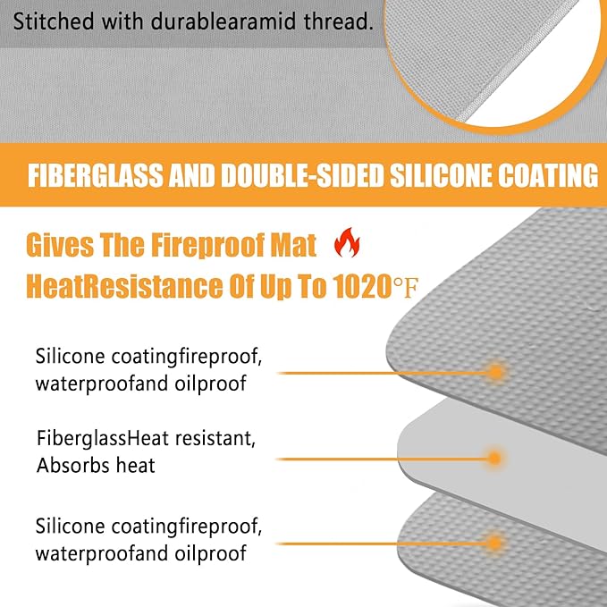 Heat Resistant Mat for Air Fryer,Deep Fryer,Oven,Gray 15x18in Hot Pads for Kitchen Counter Heat Protector,Deep Fryer Coffee Machine Accessories,Under Coffee Maker Mats for Quartz Countertop Protector