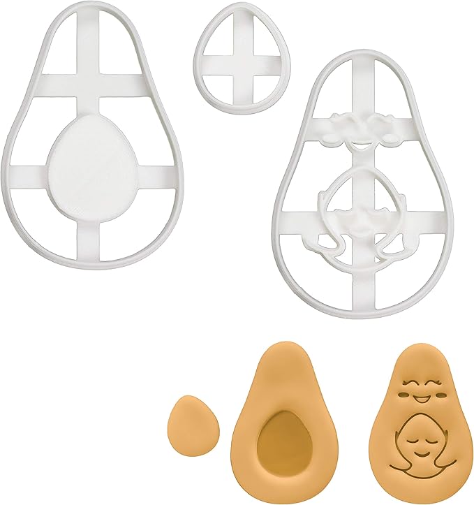 Set of 2 Avocado cookie cutters (Designs: Mother and Child, Avocado and Seed) - Bakerlogy