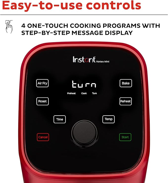Instant Pot Vortex 2QT Mini Air Fryer, Small Air fryer that Crisps,Reheats,Bakes,Roasts for Quick Easy Meals,Includes over 100 In-App Recipes, is Dishwasher-Safe, from the Makers of Instant Pot, Red