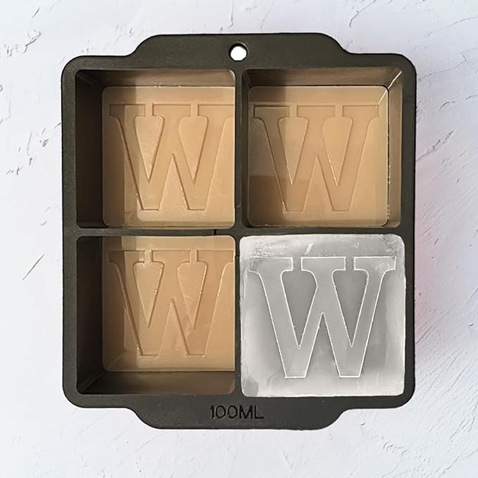 Letter W Monogram Ice Cube Mold Custom Ice Cube Mold 2 Inch Big Initials Silicone Ice Cube Tray Gifts for DAD Gifts for Him