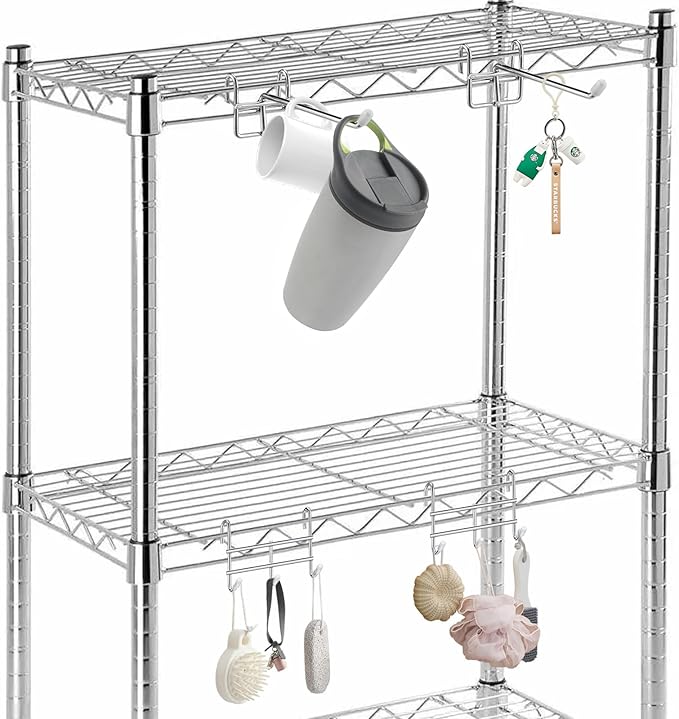 Hooks for Wire Shelving, Multi-Purpose Durable Hanging Wire Shelving Hooks with Rubber Cover for Wall Grid Panels (6 Pack)