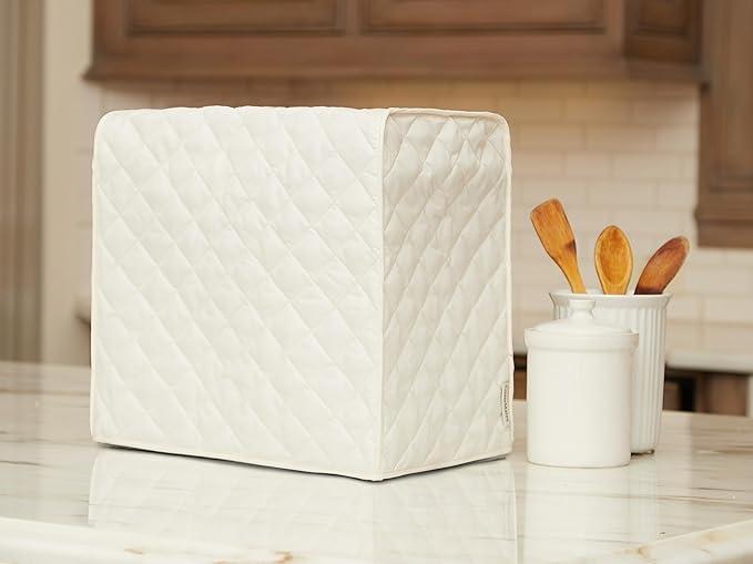 Covermates Keepsakes Bread Maker Cover – Quilted Appliance Protector for Dough Makers – Dust & Stain Resistant, Washable Slip‑On Design for Countertop Storage, Cream