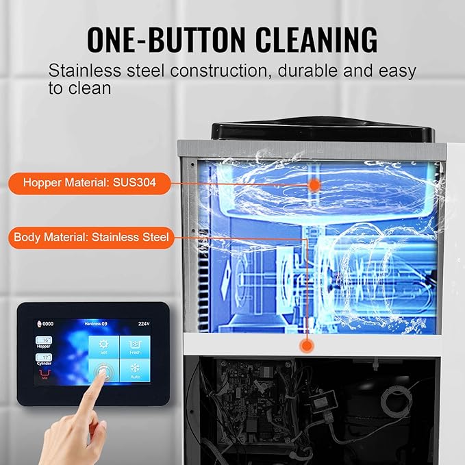 VEVOR Commercial Ice Cream Machine, 1000W Single Flavor Soft Serve Ice Cream Maker, 10.6 QT/H Yield, 4L Hopper & 1.6L Cylinder, Touch Screen, Auto Clean & Pre-Cooling, Countertop Restaurant Snack Bar