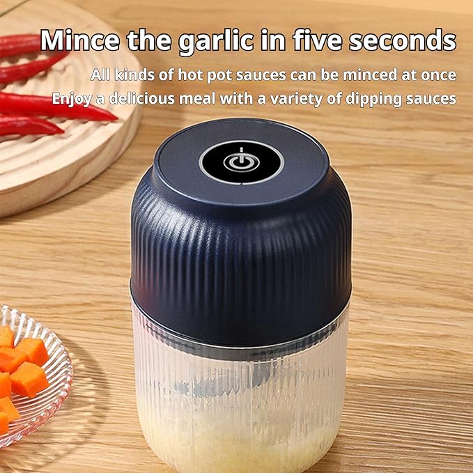 2026 Upgraded Electric Garlic Chopper, Mini Portable Veggie Cutter, USB Rechargeable, 350ML Portable Cordless Mini Food Processor for Nuts Chili Onion Minced Meat and Spices (Blue*1)
