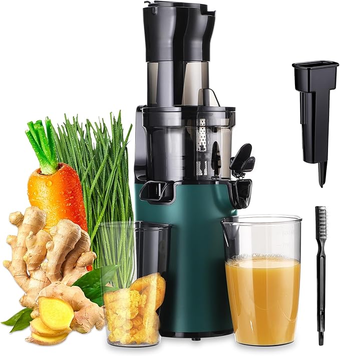 Compact Cold Press Juicer Machines Slow Masticating Juicer-3.1" Wide Chute for Fruits Vegetables Easy Clean with Brush Pulp Measuring Cup Reverse
