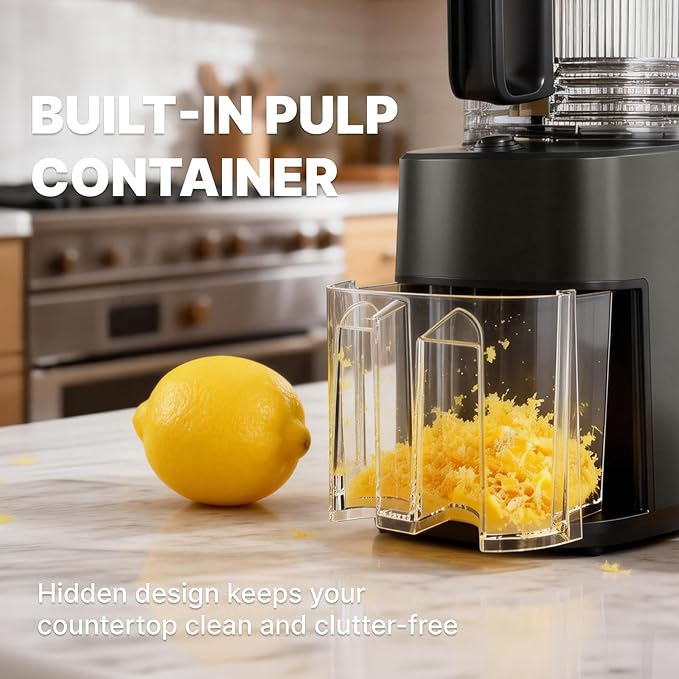 Cold Press Juicer, 5.5inch Wide Feed Chute Juicer Extractor Machine, Slow Masticating Juicer for Whole Vegetables & Fruits, Gray
