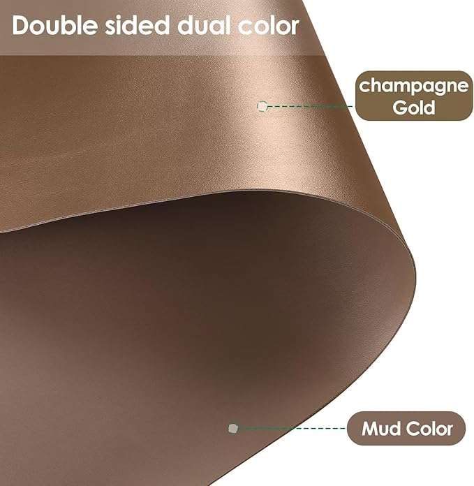 Vanity Protector Mat - Can Be Used On Both Sides Waterproof and Easy to Clean Good Flatness Used for Dresser Table(Mud Color+Champagne Gold 10x48)