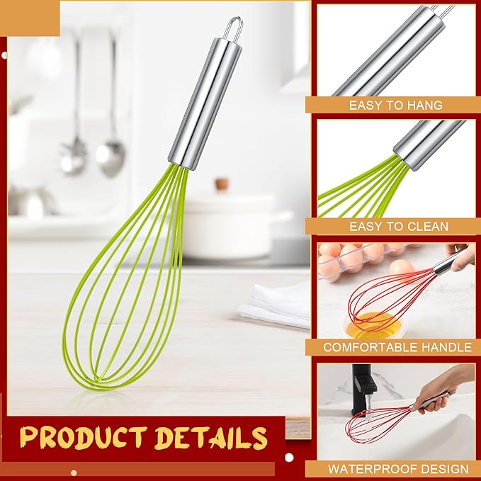72 Sets 12 Inch Christmas Whisks Gifts DIY Fillable Christmas Tree Ornaments Xmas Colored Silicone Whisks for Cooking Heat Resistant Egg Beaters with Card Rope Bag for Candy Holder
