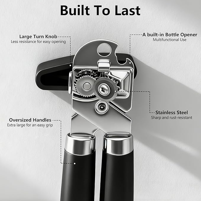 Can Opener Set With 1 Bottle Opener 2 Vegetable Peeler 1 Heavy Duty Kitchen Scissors,Jar Openers For Seniors