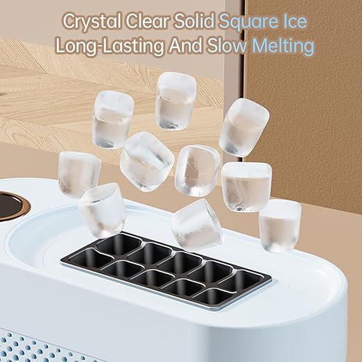 Cryfokt Mini Countertop Ice Maker, 10 Ice Cubes in 10 Mins Portable Quiet Automatic Machine with Scoop and Basket, for Home Office Camping Party Bar (US Plug)