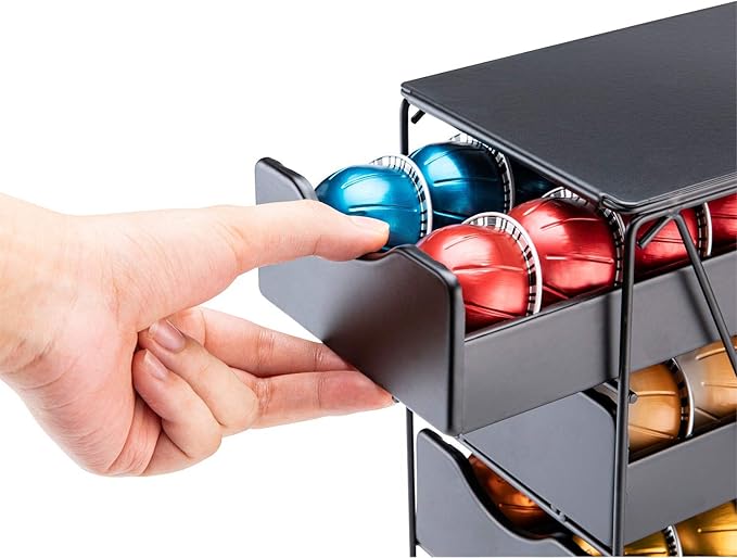 FlagShip for Nespresso Pod Holder Vertuo Pod Drawer Large Mullti Tier Coffee Pod Holder(3 Tier (60Pods Capacity))