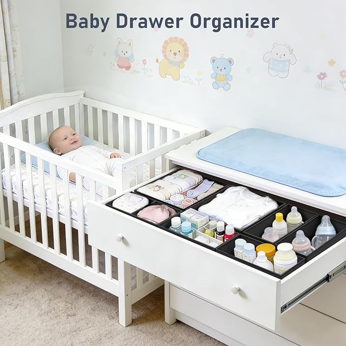 DIMJ Drawer Organizer Clothes Storage - 26 Pack Baby Dresser Organizer for Nursery, Foldable Closet Drawer Organizer Bins for Bedroom Organization, Fabric Storage Dividers for Socks, Underwears, Bras