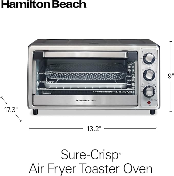 Hamilton Beach® Sure-Crisp® Air Fryer Toaster Oven, 6 Slice Capacity, Stainless Steel Front Panel, R31418 (Renewed)