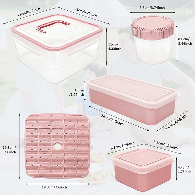 moleath Bento Box with 6 Removable Compartments Lunch Box, Microwave & Dishwasher Safe, Leakproof BPA-Free Snack Containers Ideal for Office, Picnic, Camping, Party, Travel, Pink