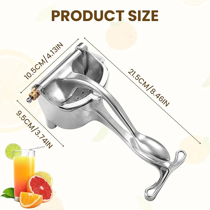 Heavy Duty Manual Fruit Juicer Press, Upgraded Fruit Juice Squeezer Handheld Aluminum Alloy, Non-Slip Ergonomic Grip, Easy to Use & Clean, Efficient Extraction of Citrus, and Other Fruits (2)