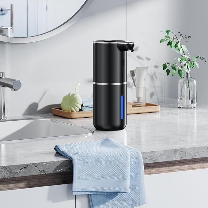 Automatic Liquid Soap Dispenser Touchless, Rechargeable Electric Dish ＆ Hand Soap Dispenser with Smart Digital Display, 6 Adjustable Level, Wall Mounted, 380ml IPX5 for Kitchen and Bathroom